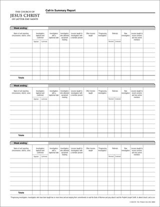 call-in summary report