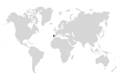 world map showing Portugal