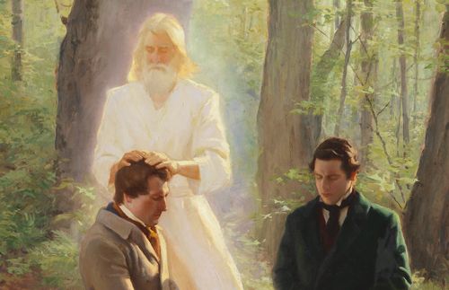 Joseph Smith and Oliver Cowdery receiving the Aaronic Priesthood
