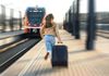 Woman running to train