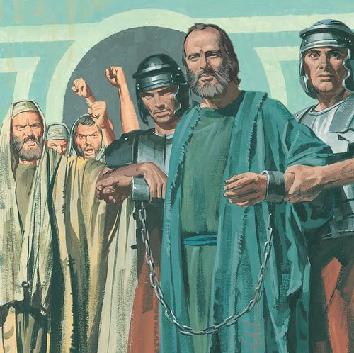 Paul is put in chains and taken to prison. - ch.63-3