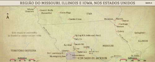 Mapa 8: A região do Missouri, Illinois e Iowa, nos Estados Unidos
