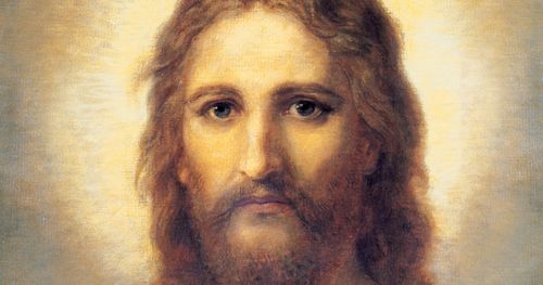 Frontal head portrait of Jesus Christ