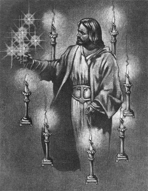 Christ with seven candlesticks and seven stars