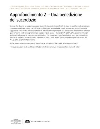 Approfondimento 2 – Una benedizione del sacerdozio