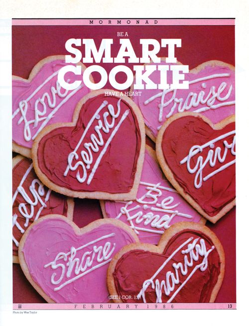 A conceptual photograph of heart-shaped cookies frosted with words like “Service” and “Share,” paired with the words “Be a Smart Cookie.”
