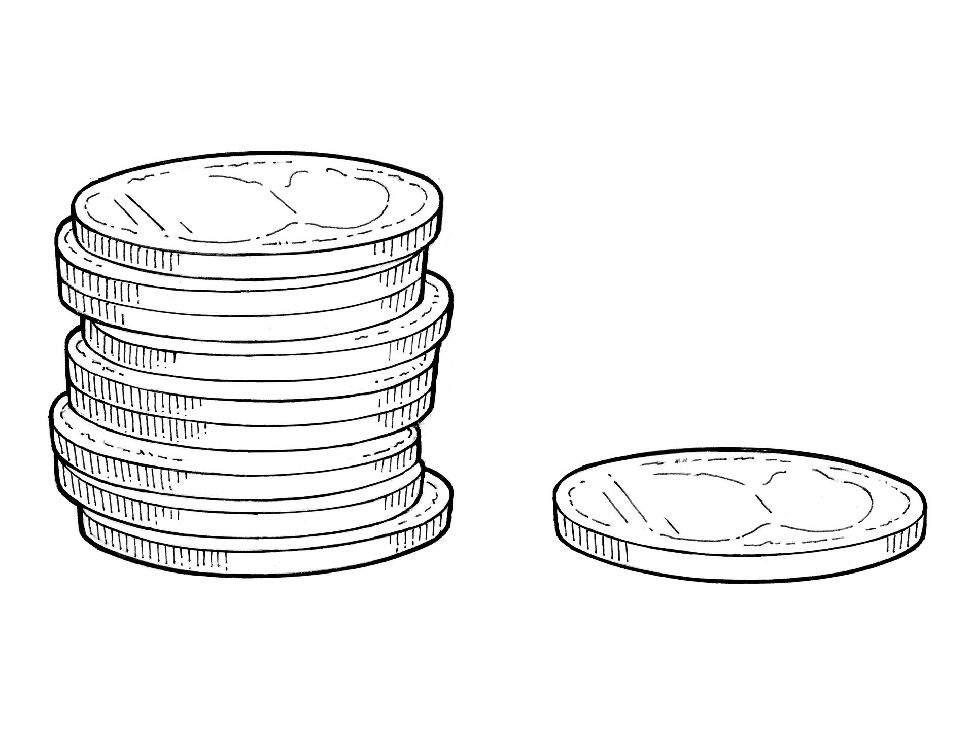 An illustration of stacked coins representing tithing.