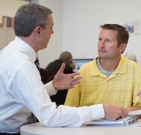 two men talking