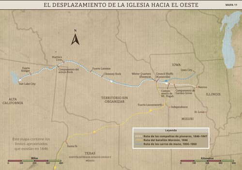 el mapa del éxodo hacia el oeste