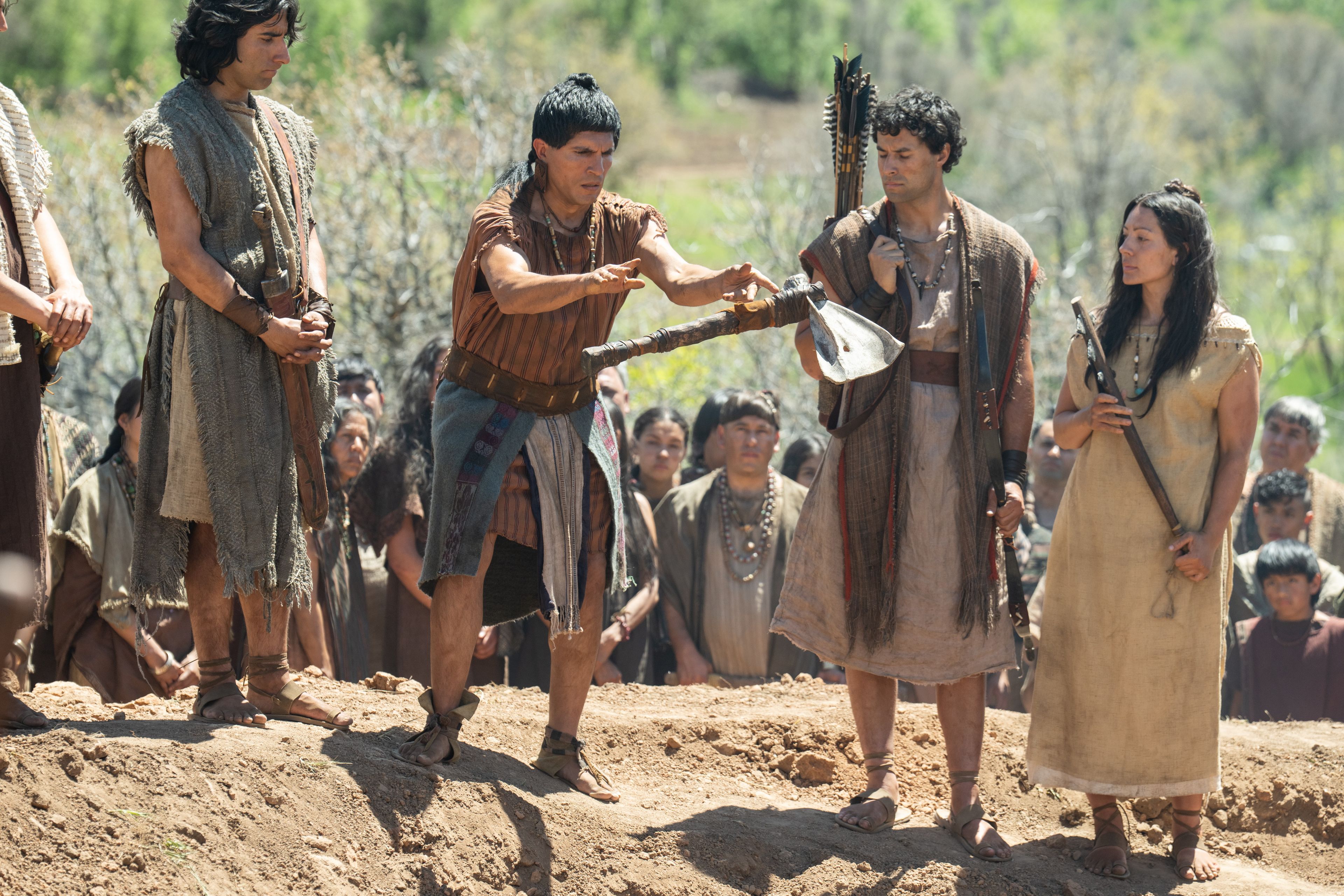 The people of Anti-Nephi-Lehi bury their weapons of war after making a covenant with the Lord.