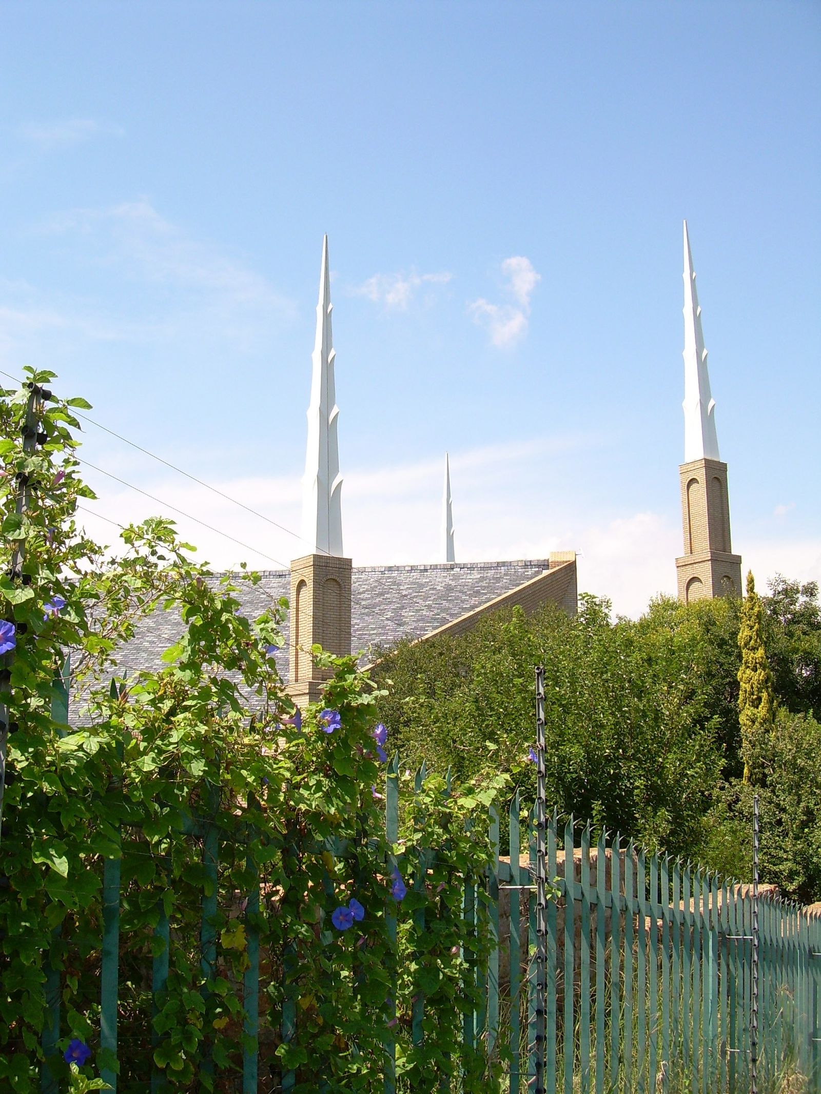 The Johannesburg South Africa Temple spires, including scenery and the exterior of the temple.