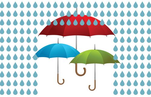 umbrellas and raindrops