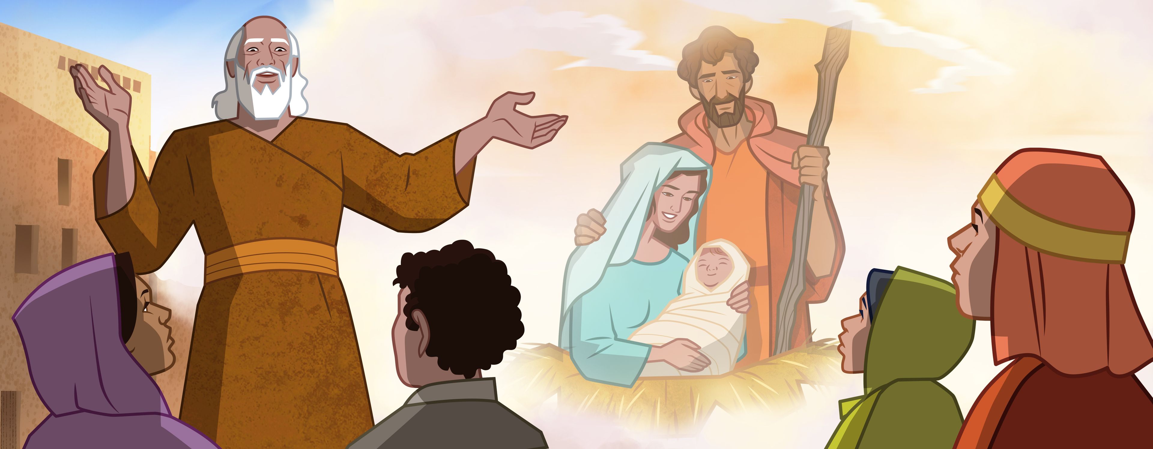 Ilustración de Isaías profetizando acerca del nacimiento de Jesucristo. 
Isaías 6:9–13; 7:14; 53:1–9
