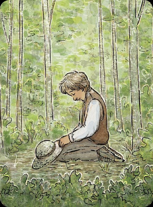 Joseph Smith praying in the Sacred Grove