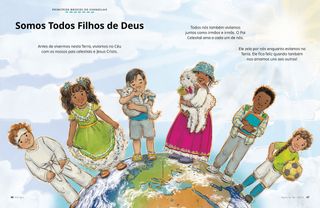 Crianças de várias raças e etnias de pé sobre um globo