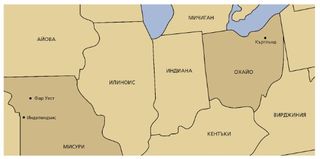 карта, от Мисури до Охайо