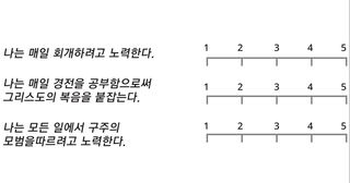 각 문장에 대한 1에서 5까지의 척도