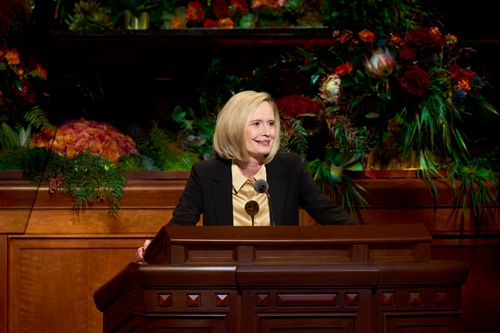 Sister Bonnie H. Cordon speaks during the Saturday morning session of General Conference. October 2, 2021.