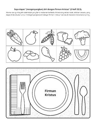 halaman kegiatan: mengenyangkan diri dengan firman Kristus memberi kita makanan rohani