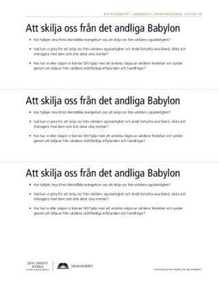 Utdelningsblad, Att skilja oss från det andliga Babylon