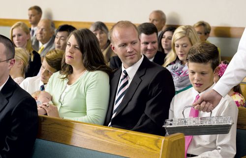 family at sacrament meeting