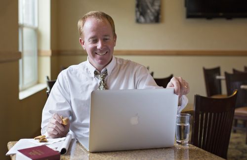 man using computer