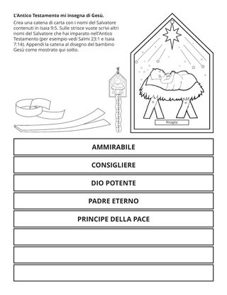 Pagina delle attività: L’Antico Testamento mi insegna di Gesù