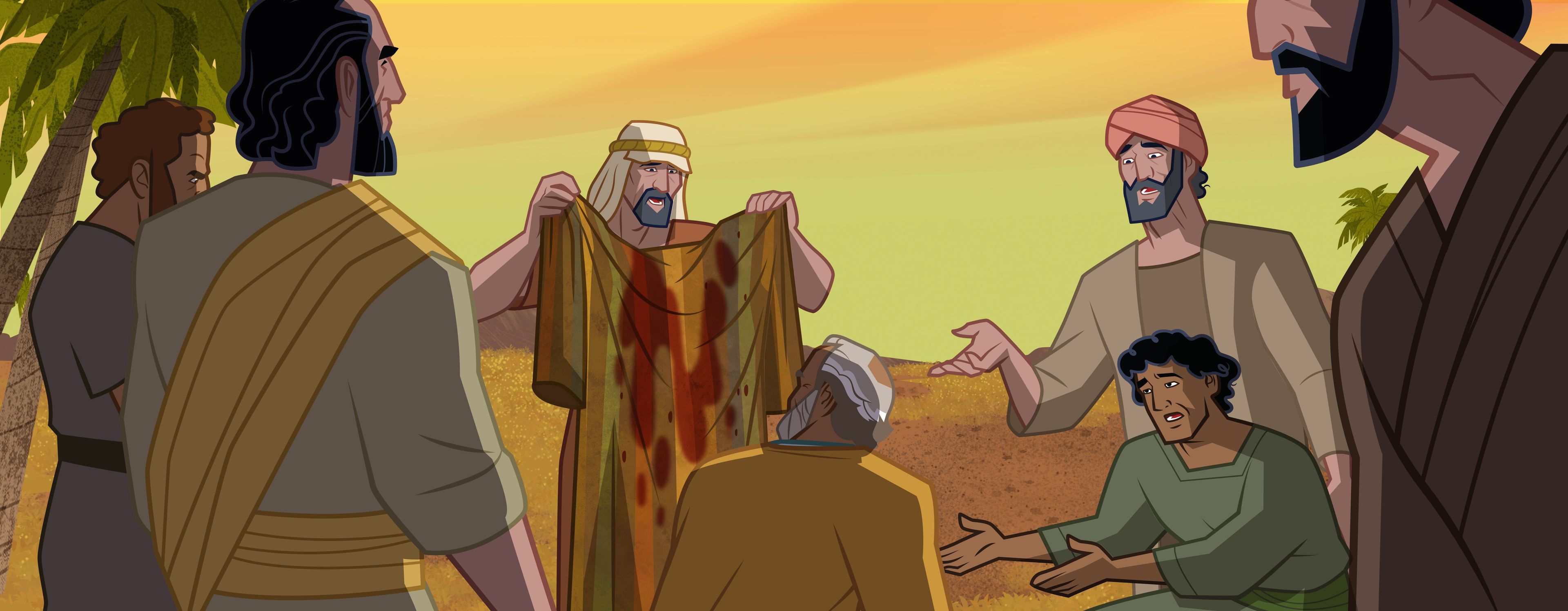 Gravura de sangue na túnica de José. 
Gênesis 37:31–33
