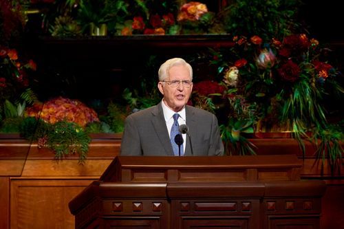 Elder D. Todd Christofferson speaks during the Saturday morning session of General Conference. October 2, 2021.