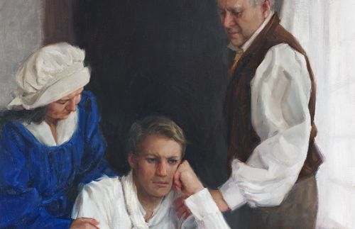 Joseph Smith being comforted by his parents