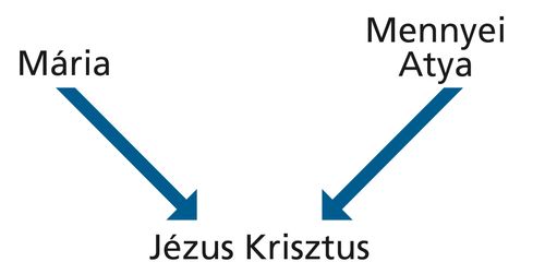 Diagram with the words Mary and Heavenly Father and arrows pointing to the words Jesus Christ.