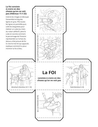 page d’activité : la foi c’est croire en des choses qu’on ne voit pas