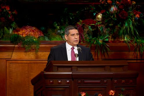 Elder Patricio M. Giuffra speaks during the Saturday morning session of General Conference. October 2, 2021.