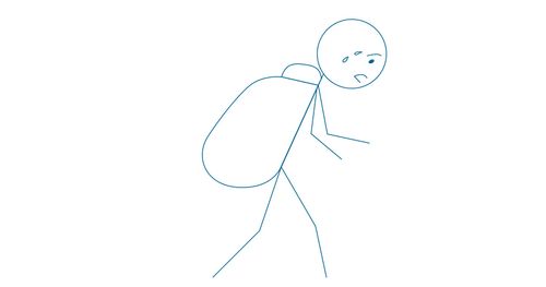 stick figure carrying a backpack