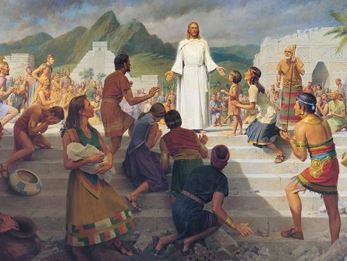 detail from Jesus Christ Visits the Americas, by John Scott