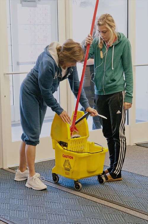 Young woman cleaning