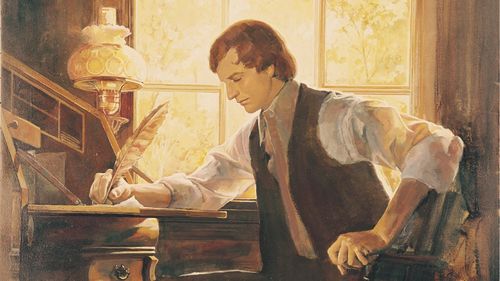 Joseph Smith đang viết xuống một điều mặc khải