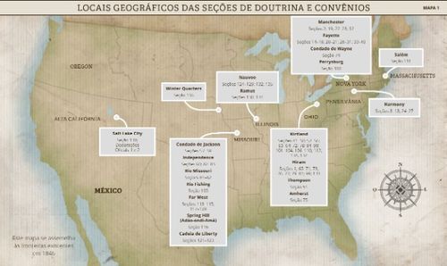 Mapa 1: Locais geográficos das seções de Doutrina e Convênios