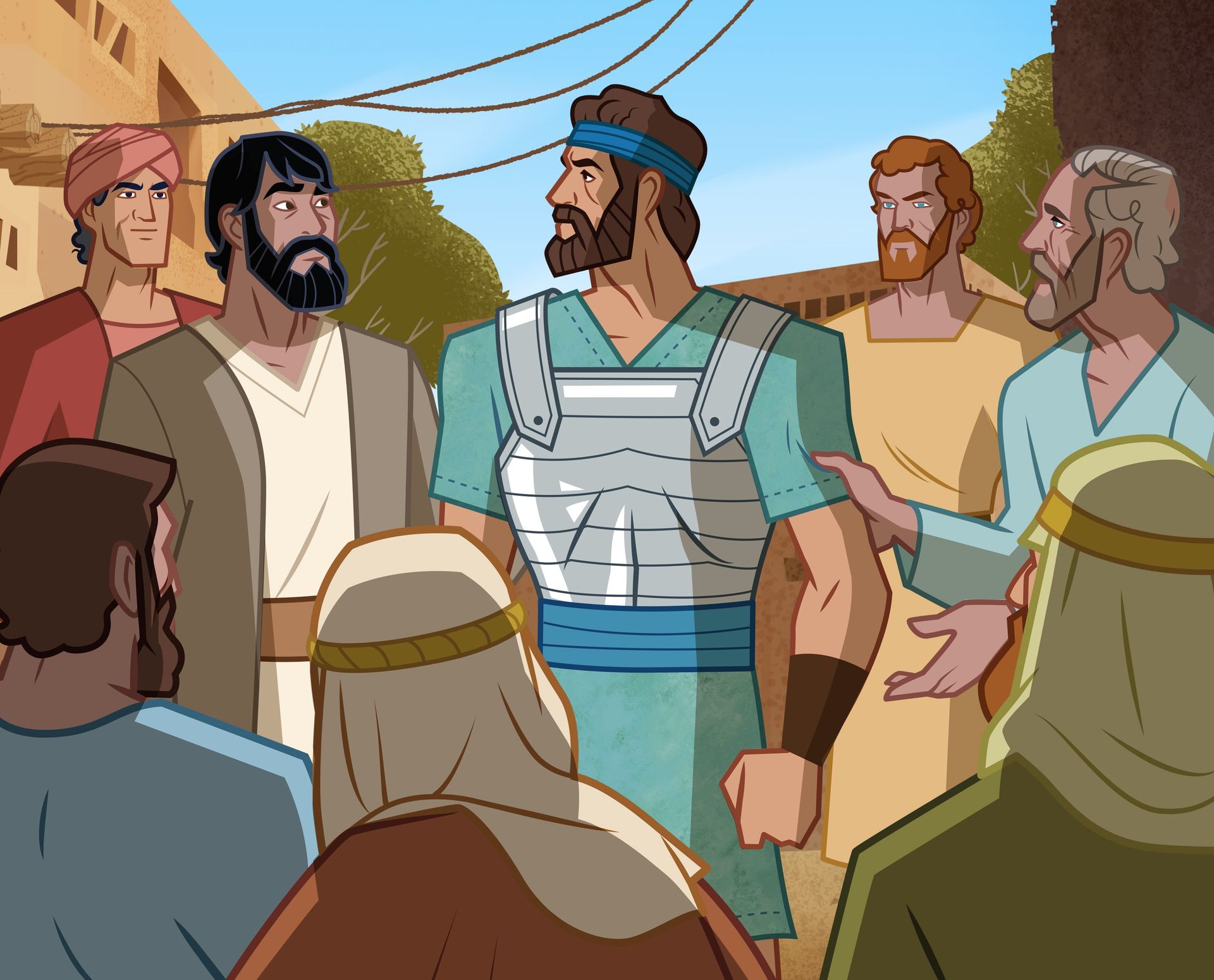 Illustration of Samuel and Jesse’s sons. 1 Samuel 16:6–10