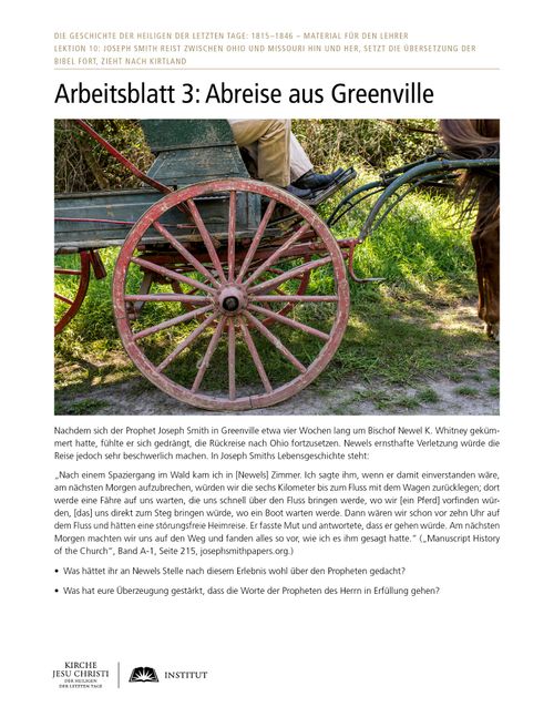 Arbeitsblatt 3: Abreise aus Greenville