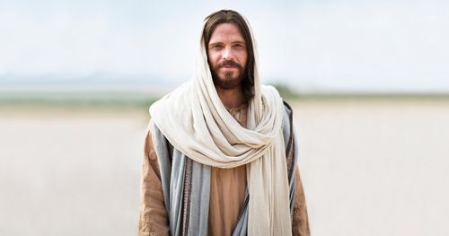 Photograph of actor portraying Jesus Christ in the Bible Videos.