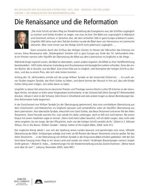 Arbeitsblatt: Die Renaissance und die Reformation