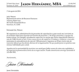 carta de presentación de Hernández