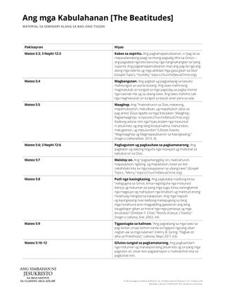 The Beatitudes handout