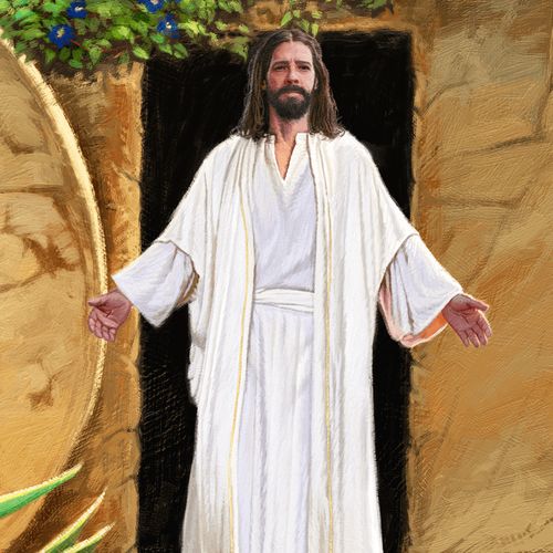 resurrected Jesus Christ at the tomb