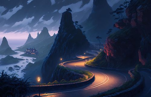 a windy road in the mountains