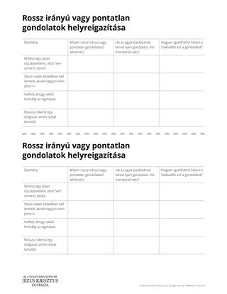 Rossz irányú vagy pontatlan gondolatok helyreigazítása