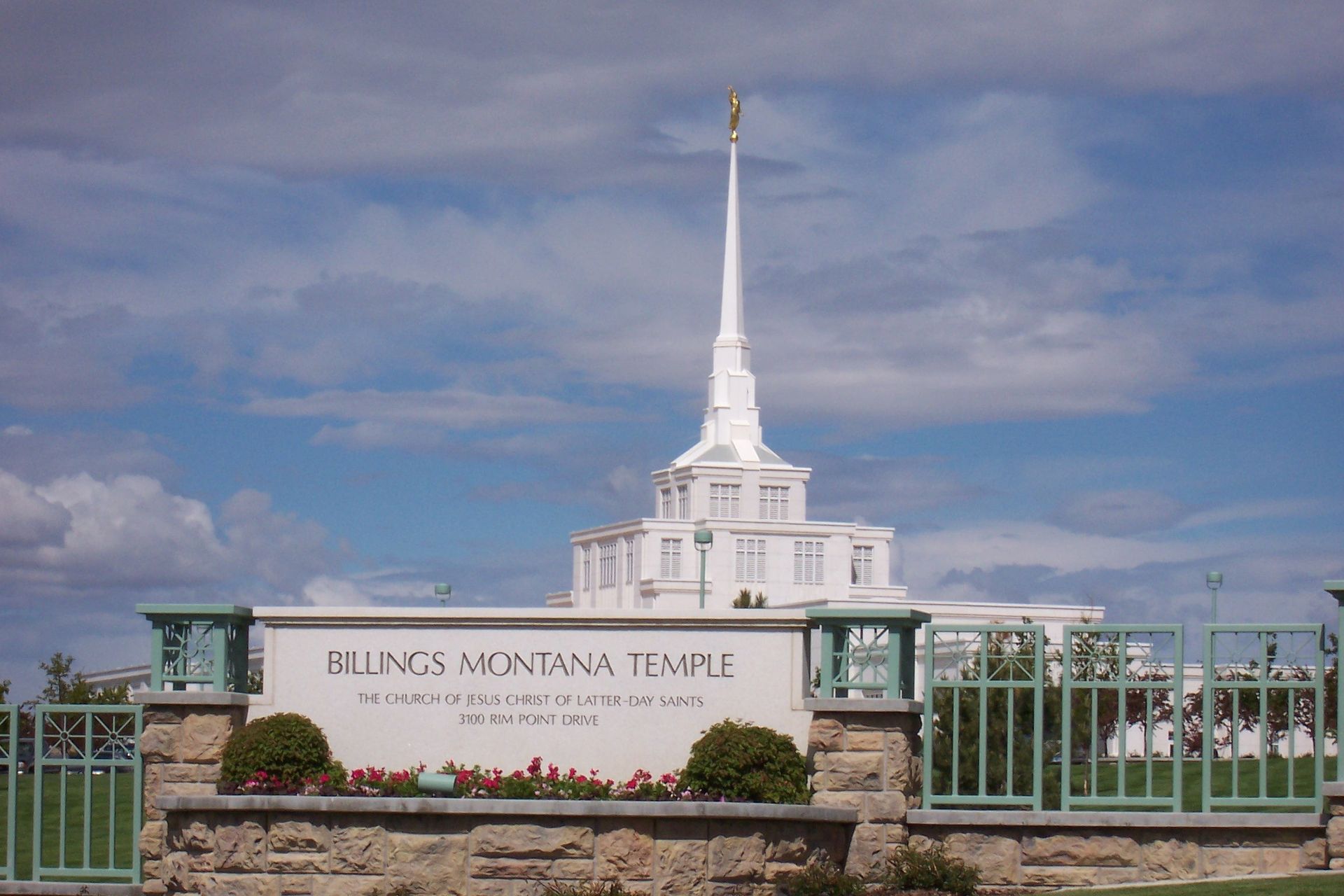 The temple name sign for the Billings Montana Temple.