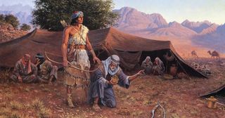 Lehi using the Liahona