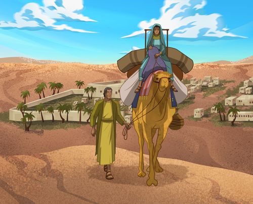 Abraham and Sarah travel with camel